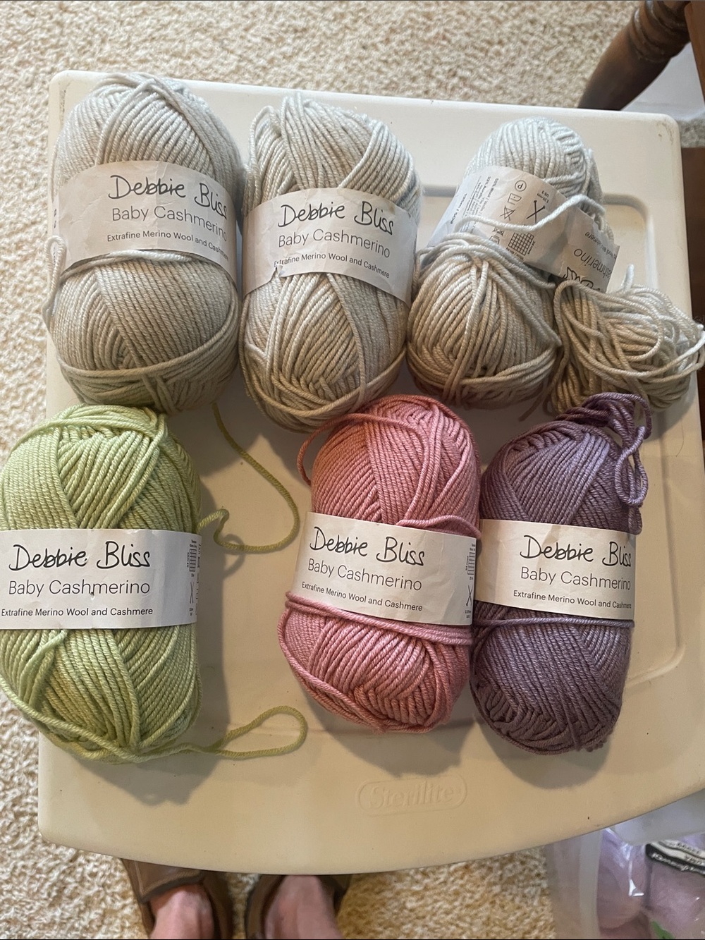Baby Cashmerino Yarn Pack - Light Gray, Light Green, Pink, Purple